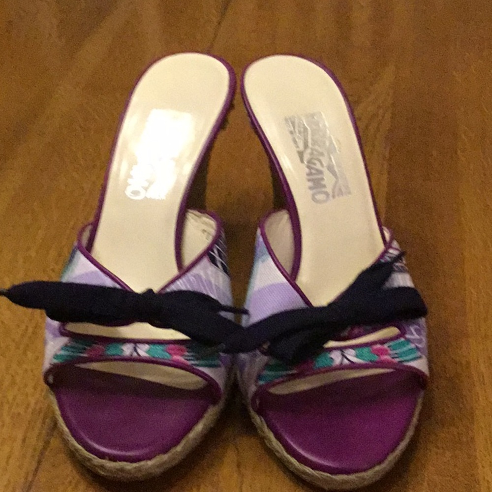 Salvatore Ferragamo Purple Floral Women's Shoes - Picture 2 of 10